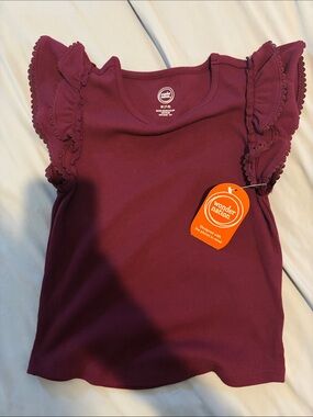wonder nation Burgundy Ruffle Sleeve Tank Top